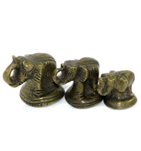 Load image into Gallery viewer, Set of 3 vintage heavy solid brass elephant opium weights
