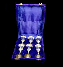 Load image into Gallery viewer, Vintage set of 6 EPNS silver plated fluted small shot or liqueur cups in velvet box
