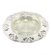 Load image into Gallery viewer, Vintage ornate Renown epns silver plated bottle coaster with glass liner
