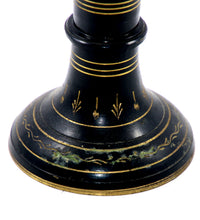 Load image into Gallery viewer, Vintage tall black metal vase with etched gold detail CLASSIC
