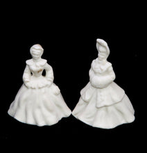 Load image into Gallery viewer, Vintage pair of miniature crinoline lady bisque china figurines
