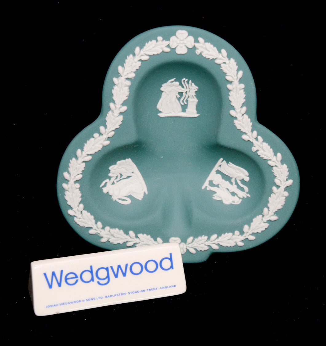 Vintage Wedgwood Jasper Ware spruce teal club shape trinket tray