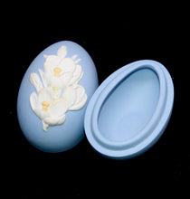 Load image into Gallery viewer, Vintage Wedgwood Jasper Ware blue white &amp; yellow tricolour egg trinket box
