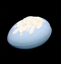 Load image into Gallery viewer, Vintage Wedgwood Jasper Ware blue white &amp; yellow tricolour egg trinket box
