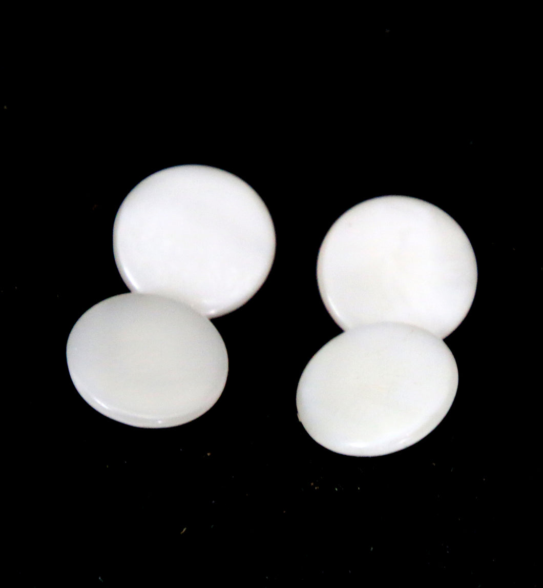 Vintage set of 4 pearly glass uranium UV glow shank buttons 15mm