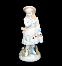Load image into Gallery viewer, Vintage china figurine ornament of a pretty girl with flowers and basket
