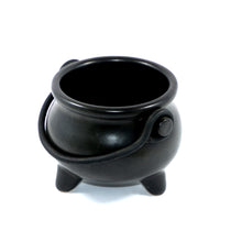 Load image into Gallery viewer, Vintage matte black studio pottery ceramic cauldron wiccan
