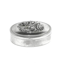 Load image into Gallery viewer, Vintage silver plated rose top lidded trinket jewellery box

