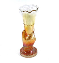 Load image into Gallery viewer, Vintage 1930s Jain India marigold carnival glass hand vase
