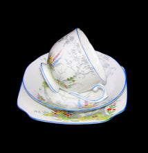 Load image into Gallery viewer, Vintage Salisbury Stuart English bone china hand coloured teacup trio
