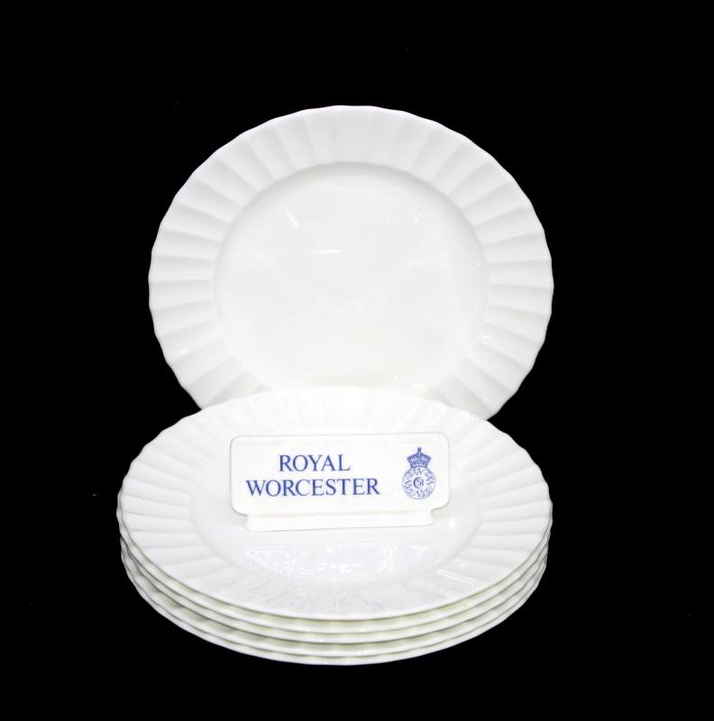 Vintage Royal Worcester England white set of 6 entree or salad plates