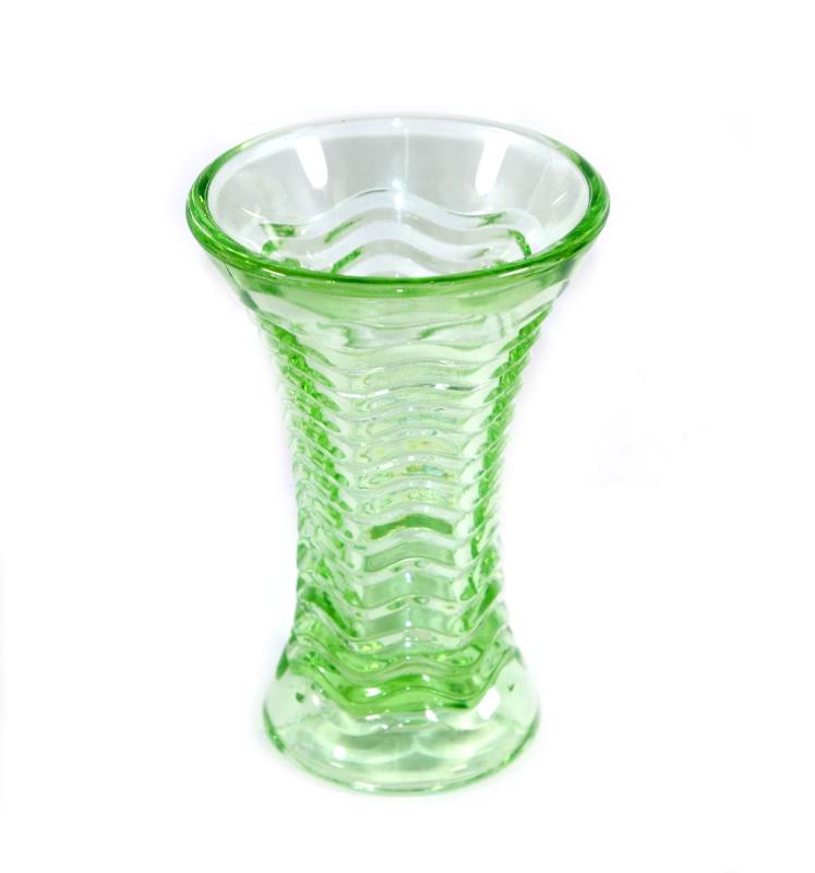Vintage green depression rippled glass bud vase