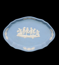 Load image into Gallery viewer, Vintage Wedgwood England blue jasper ware oval pin dish with dancing cherubs
