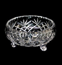 Load image into Gallery viewer, Vintage cut crystal three-scroll footed sparkly fruit bowl
