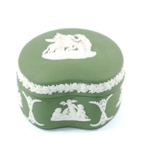 Load image into Gallery viewer, Vintage Wedgwood England green jasper ware lidded trinket pot with Pegasus
