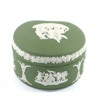Load image into Gallery viewer, Vintage Wedgwood England green jasper ware lidded trinket pot with Pegasus
